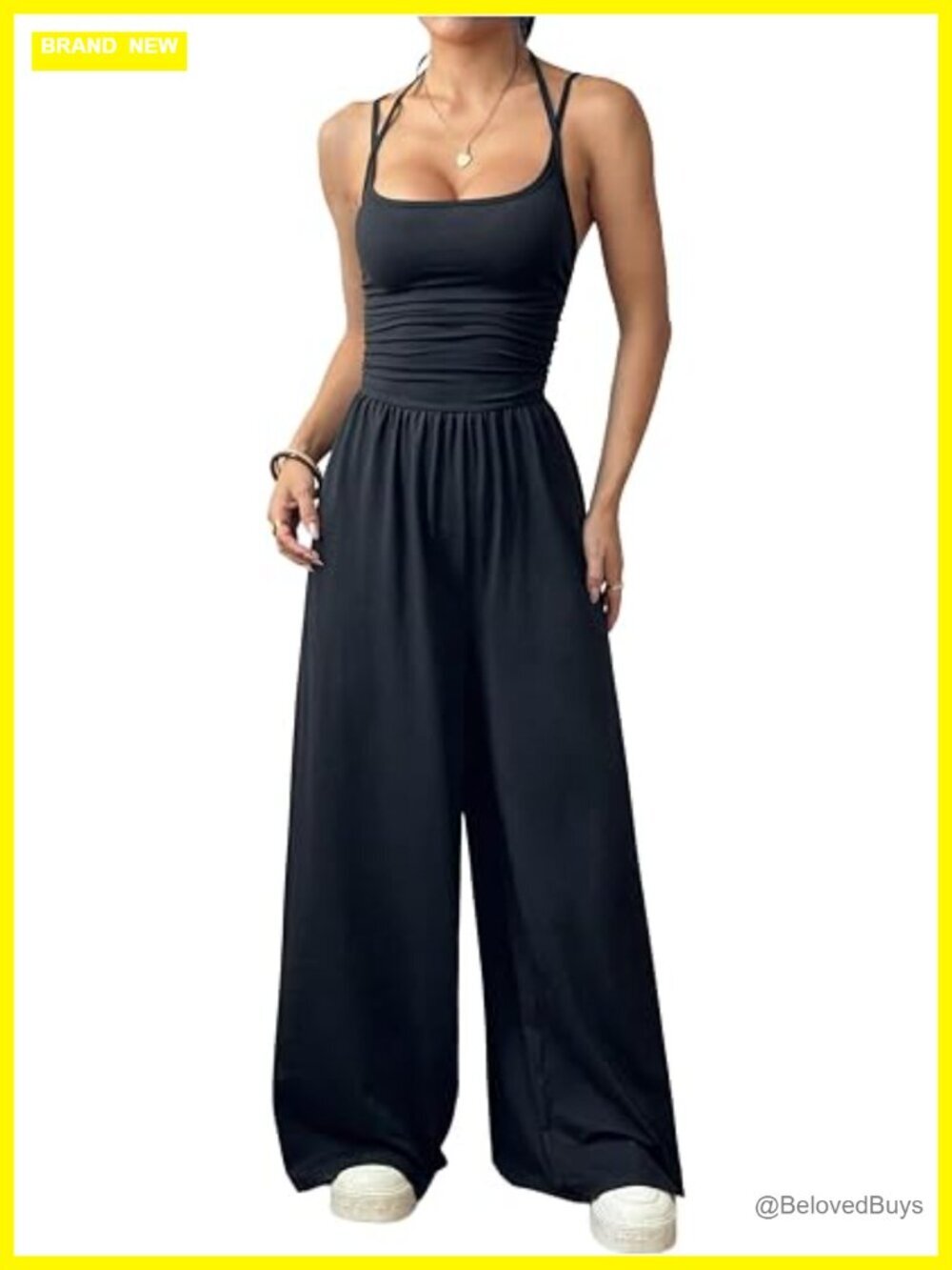 Women's Summer Jumpsuit Spaghetti Strap Wide Leg Baggy Pants Romper